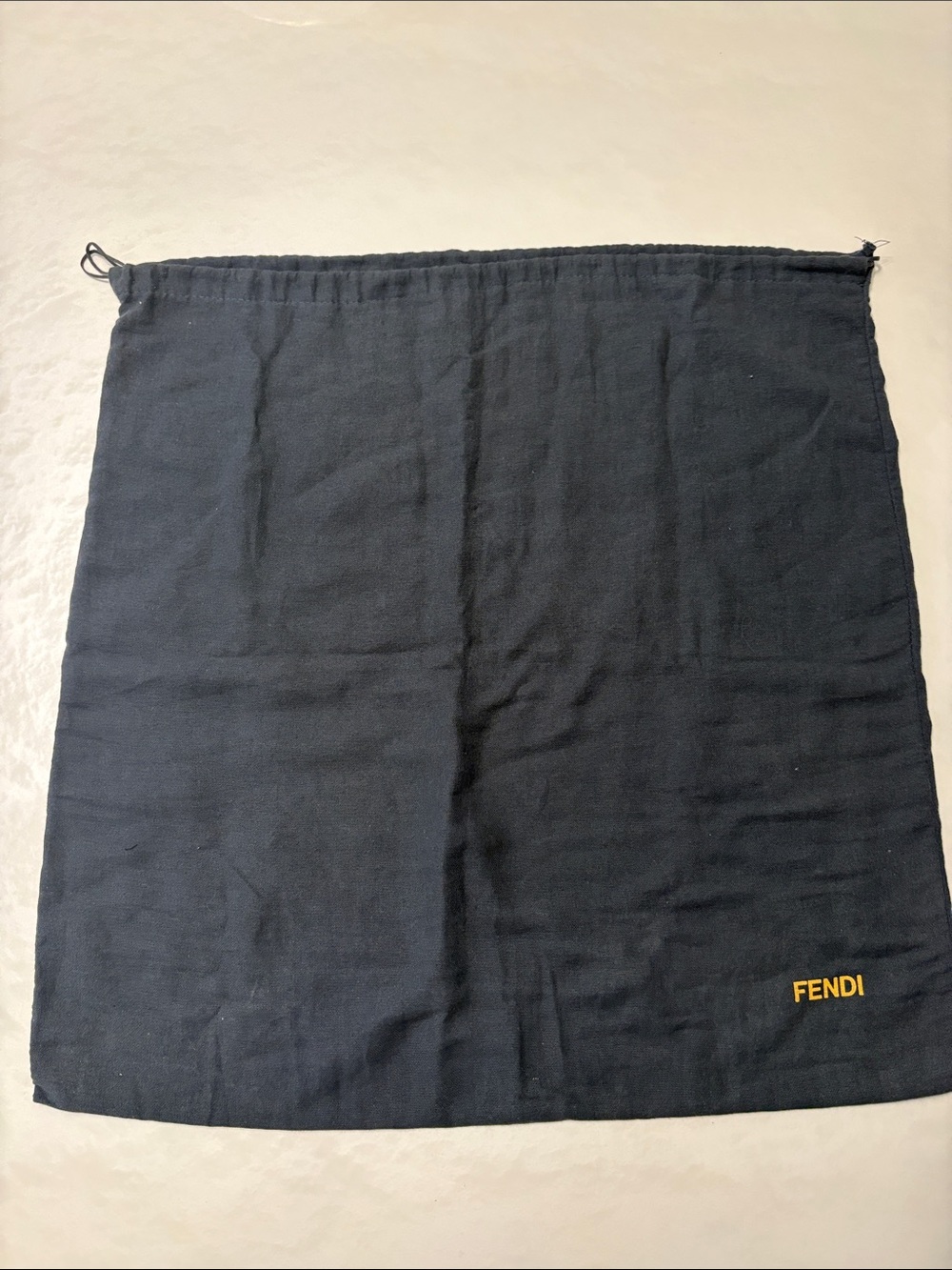 Fendi Black Drawstring Pouch with Gold FENDI Logo